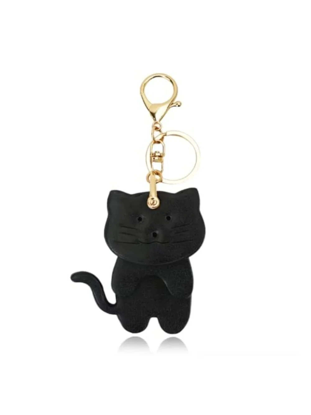 Faux Leather Cat Keychain Bag Charm 3-Layer Handmade Gift